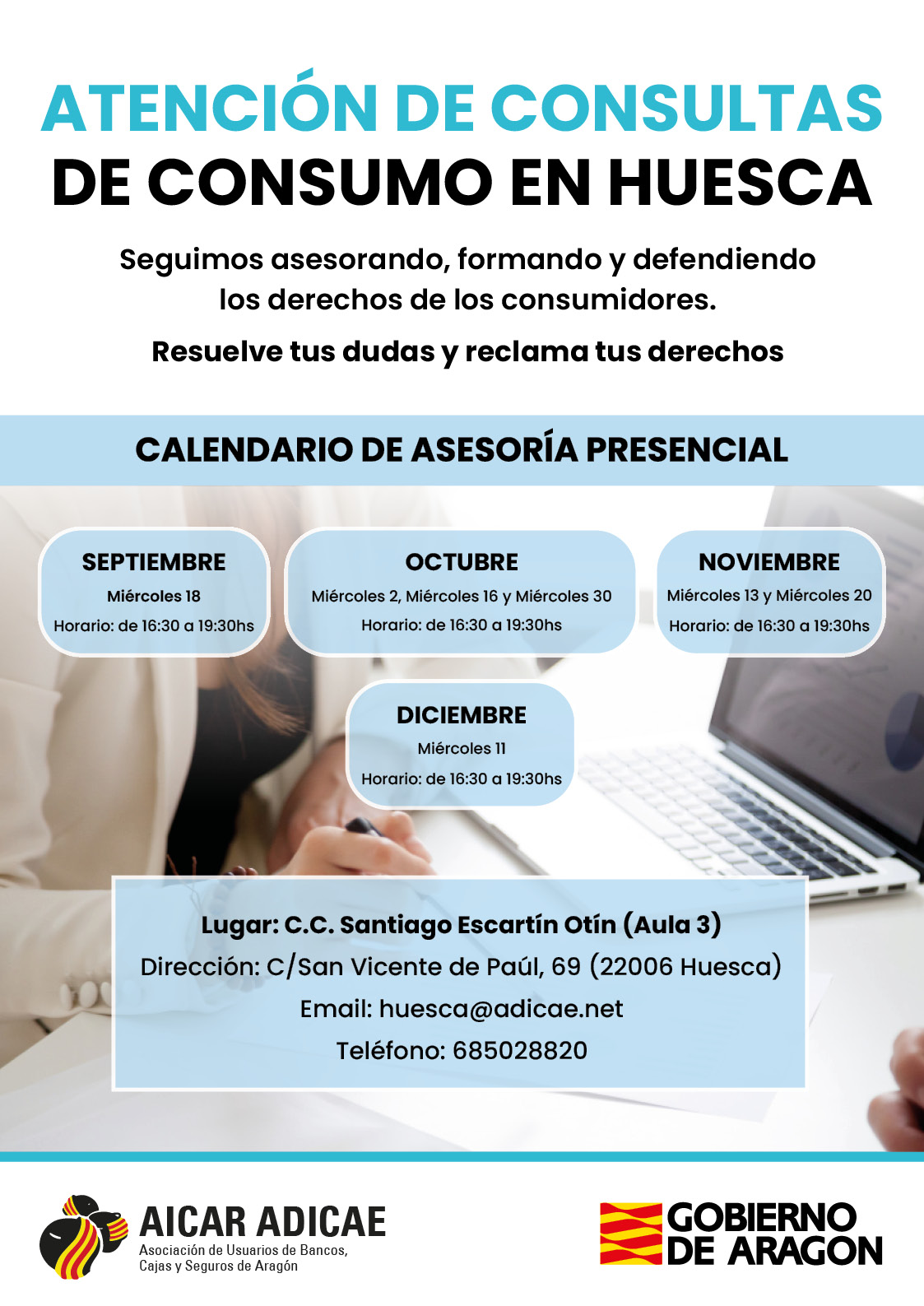 Calendario Asesoría Huesca de Septiembre a Diciembre